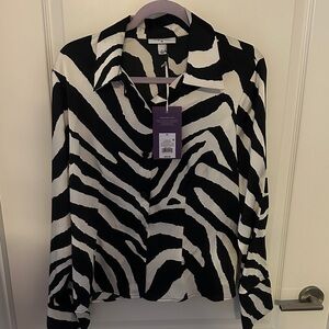 Stylish Zebra Print Button Down Shirt